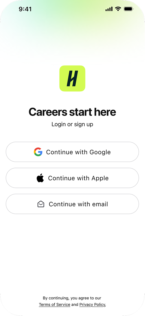 Careers start here — login or sign up
